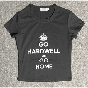 Costume National CNC Womens Black Graphic T Shirt Go Hardwell Or Go Home Size M